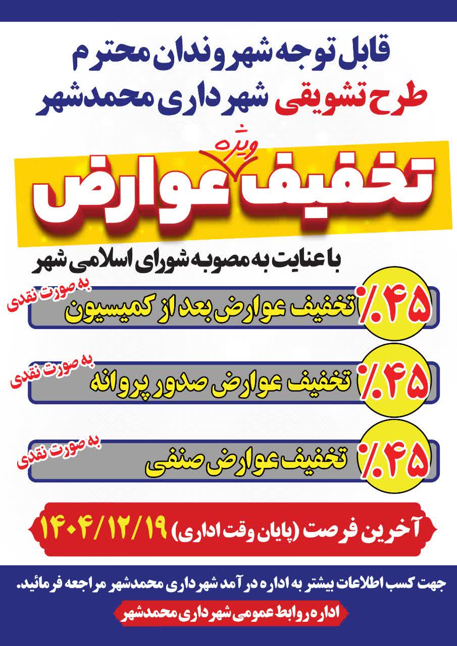 قابل توجه شهروندان محترم طرح تشویقی شهرداری محمدشهر